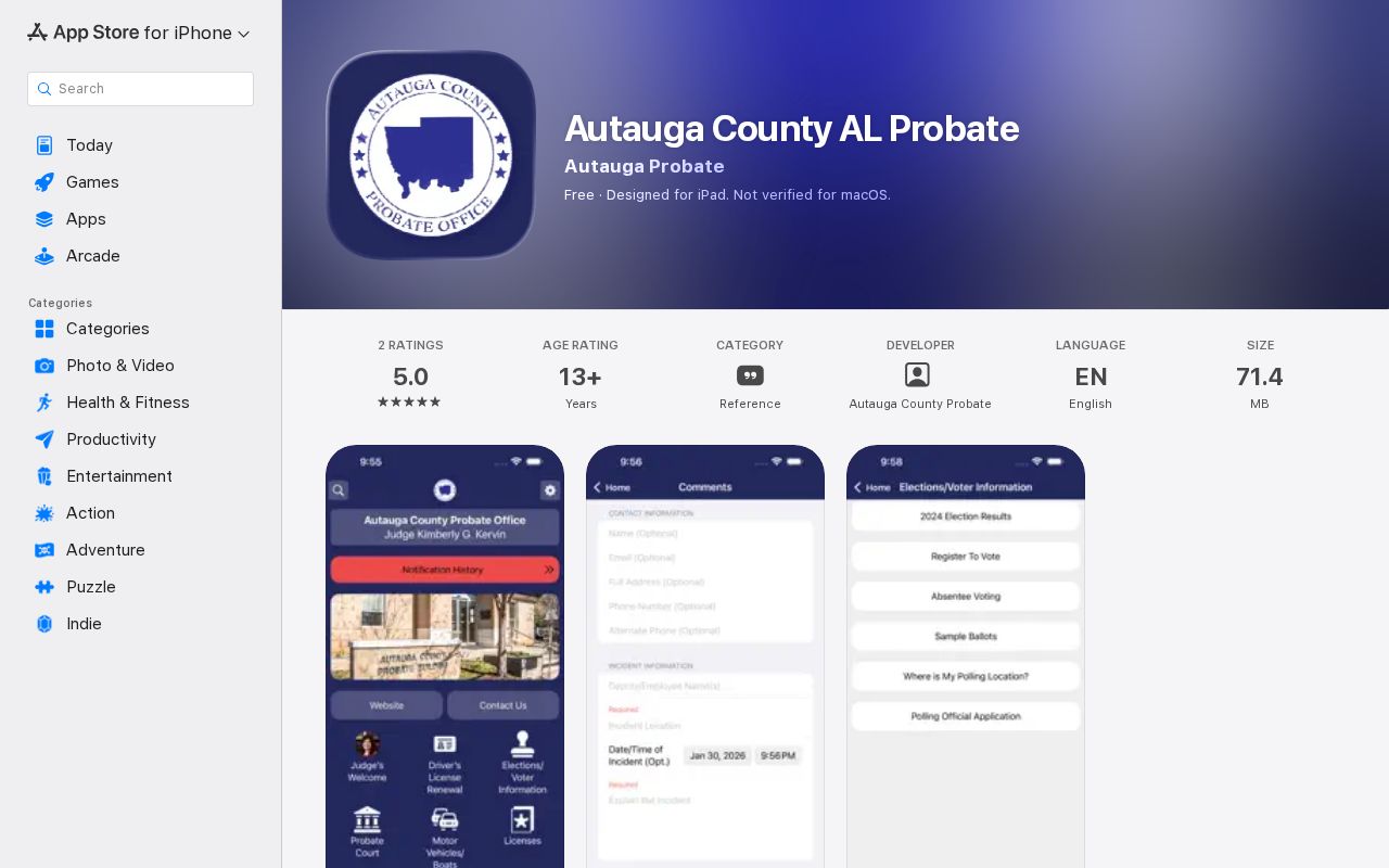 Autauga County court dockets Probate mobile app listing