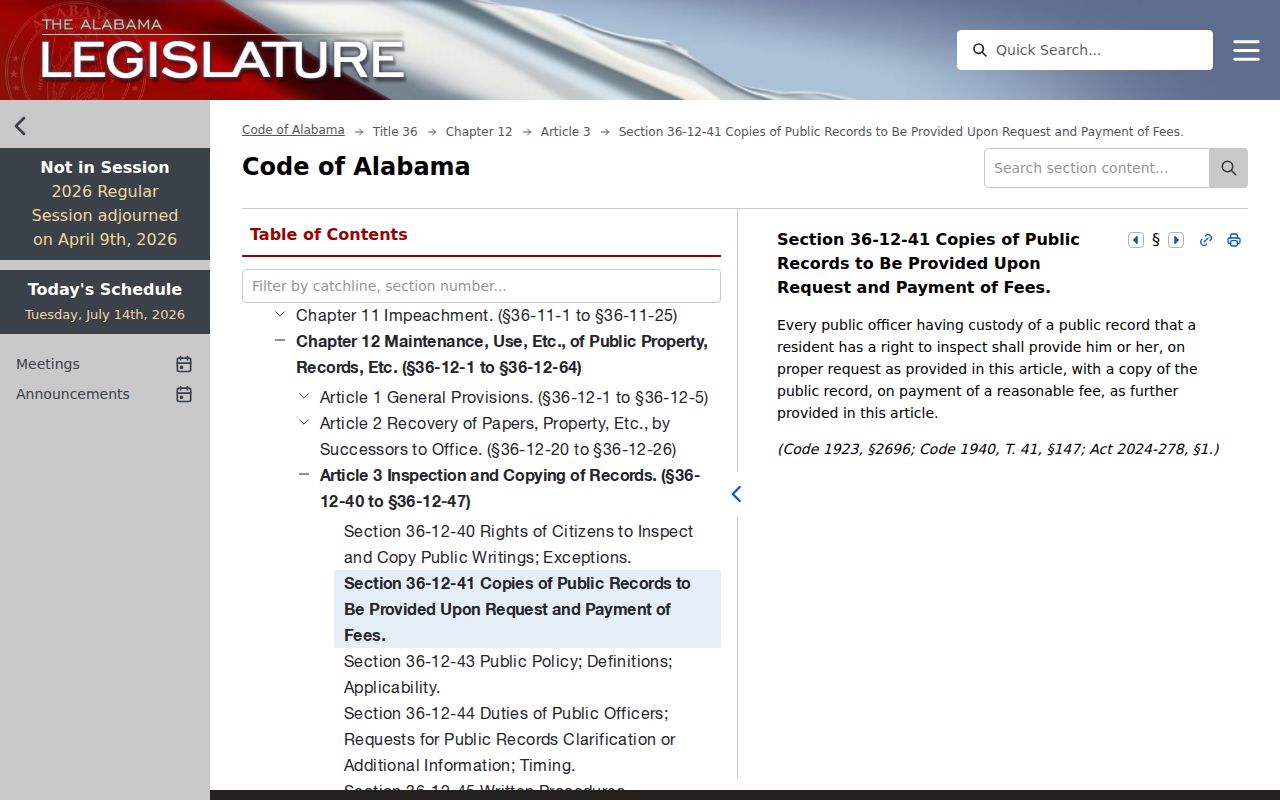 Autauga County court records Alabama copy fee law