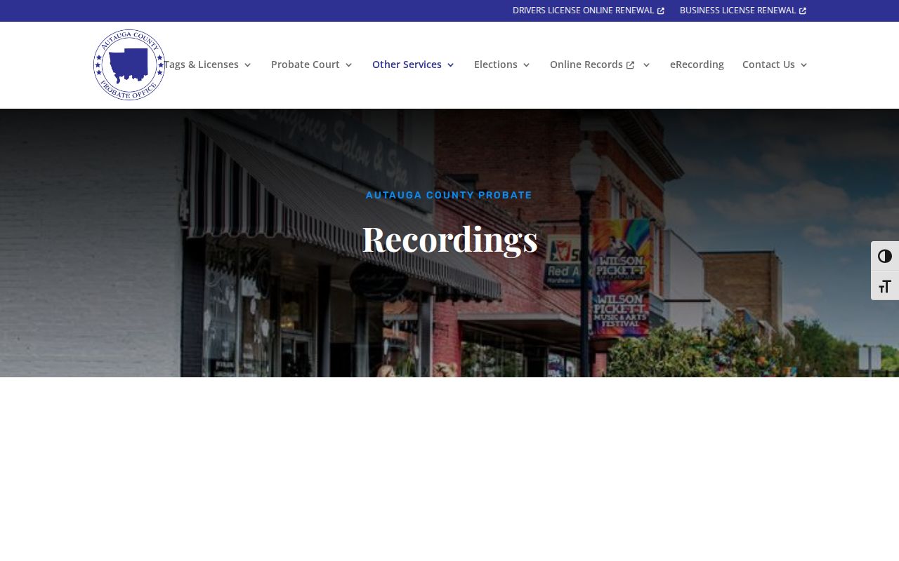 Autauga County marriage records Probate recordings page
