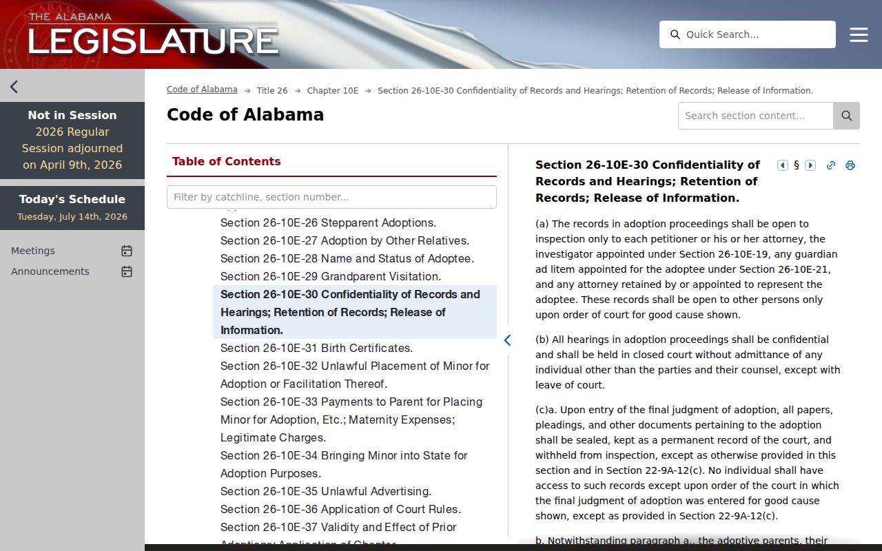 Autauga County divorce records Alabama family confidentiality statute