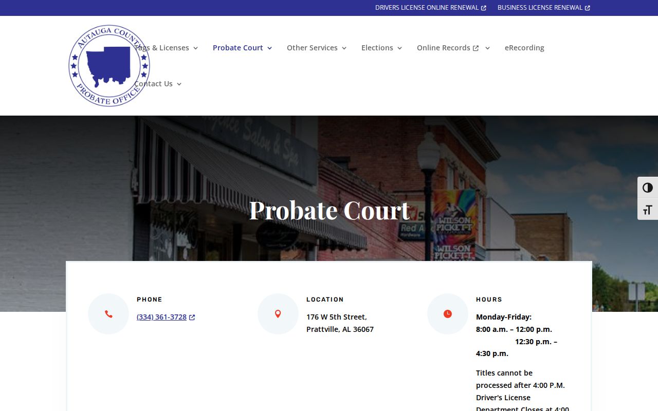 Autauga County probate records Probate Court landing page